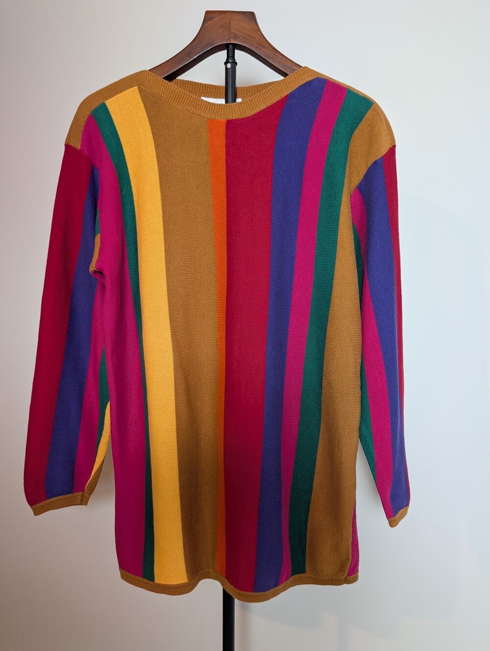 Vintage 80s-90s Anne Klein Multicolored Vertical Stripe Tunic Sweater